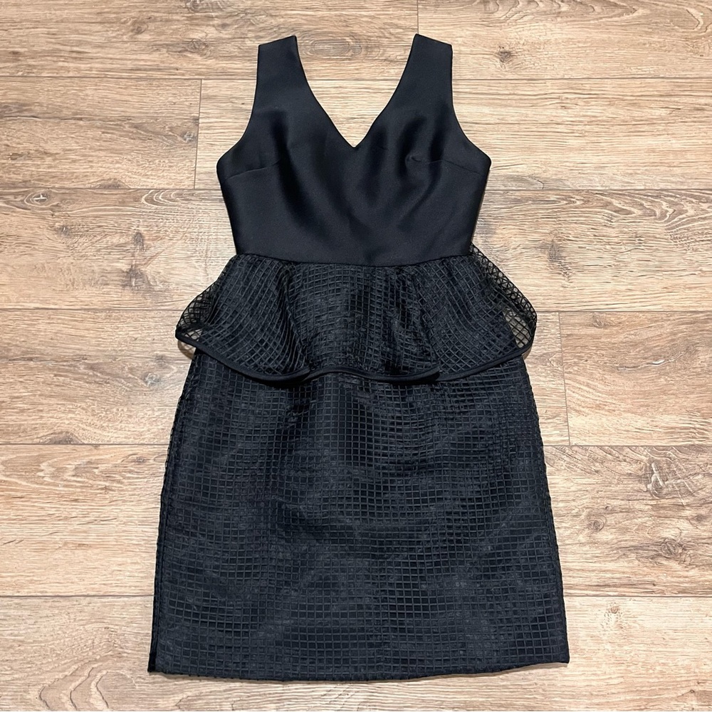Camilyn Beth Black Peplum Waist Dress Windowpane